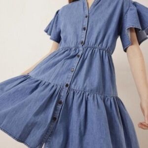 Vanessa Bruno Blue Denim Button-Down Dress